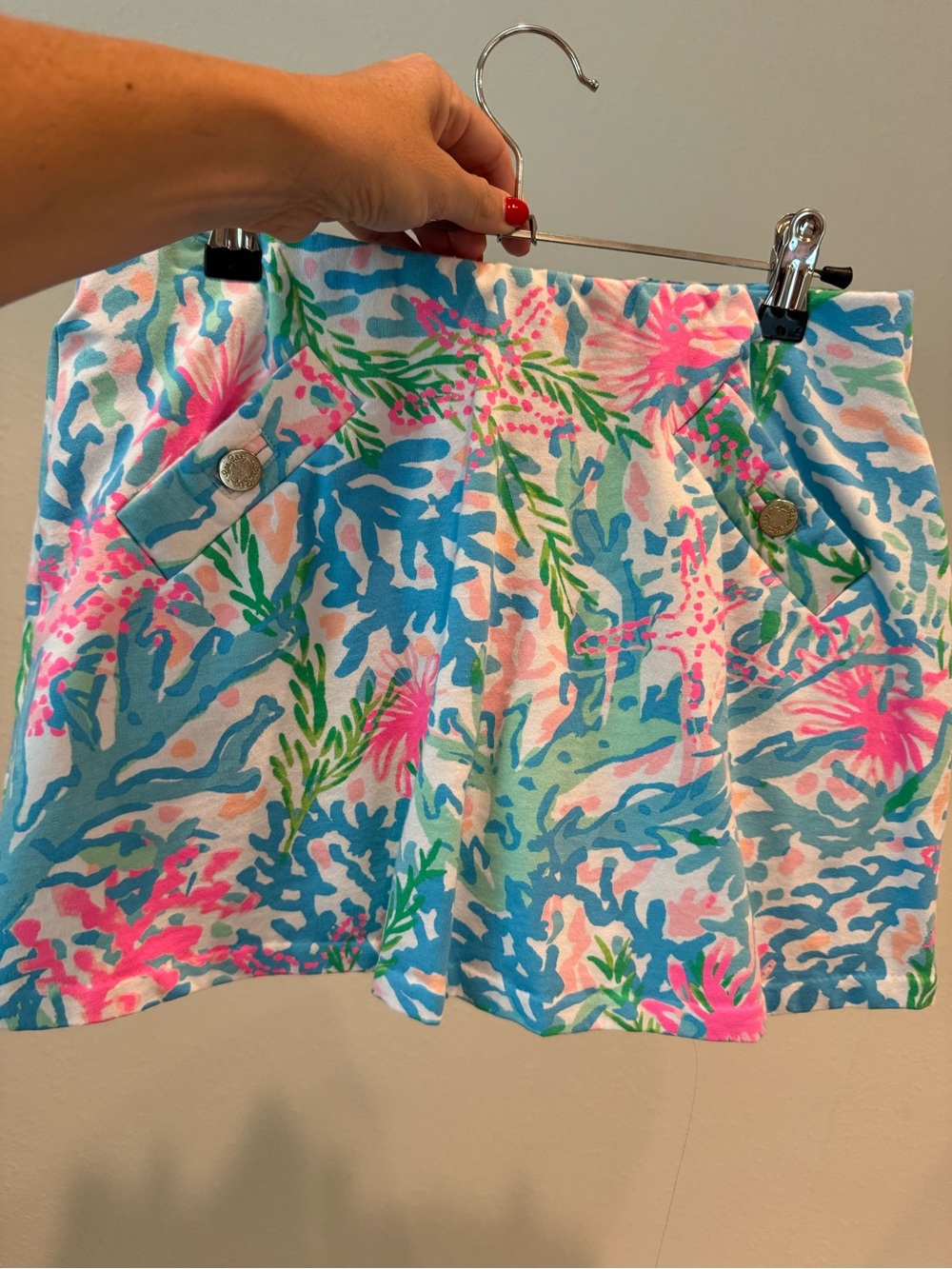 Lilly Pulitzer Pink Aqua Blue Green Floral Skater Skirt